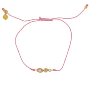 Bracelet tressé pierre et zircon - ROSE - PIERRE DE LUNE -
