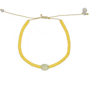 Bracelet disques en vinyle jaune et prehnite