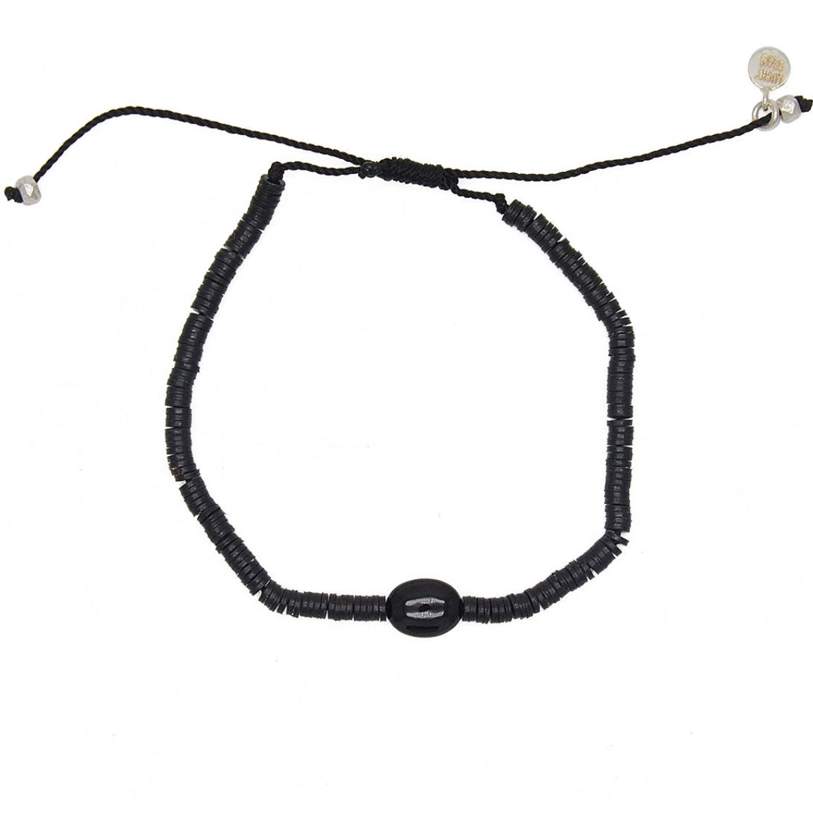 Bracelet disques en vinyle et onyx noire