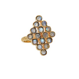 Bague dorée losange et pierre