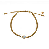 Bracelet tressé doré et pierre