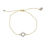 Bracelet fin tressé etoile de David argent 925 et zircons -