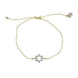 Bracelet fin tressé etoile de David argent 925 et zircons -