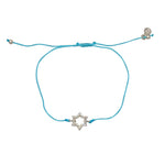 Bracelet fin tressé etoile de David argent 925 et zircons -
