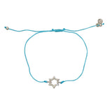 Bracelet fin tressé etoile de David argent 925 et zircons -