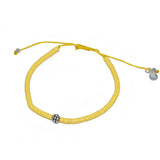 Bracelet vinyle jaune et perle bohà¨me argent 925