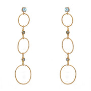 Boucles dorées anneaux martelés et pierre - LABRADORITE