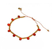 Bracelet cordon et pierres gouttes - ONYX ROUGE