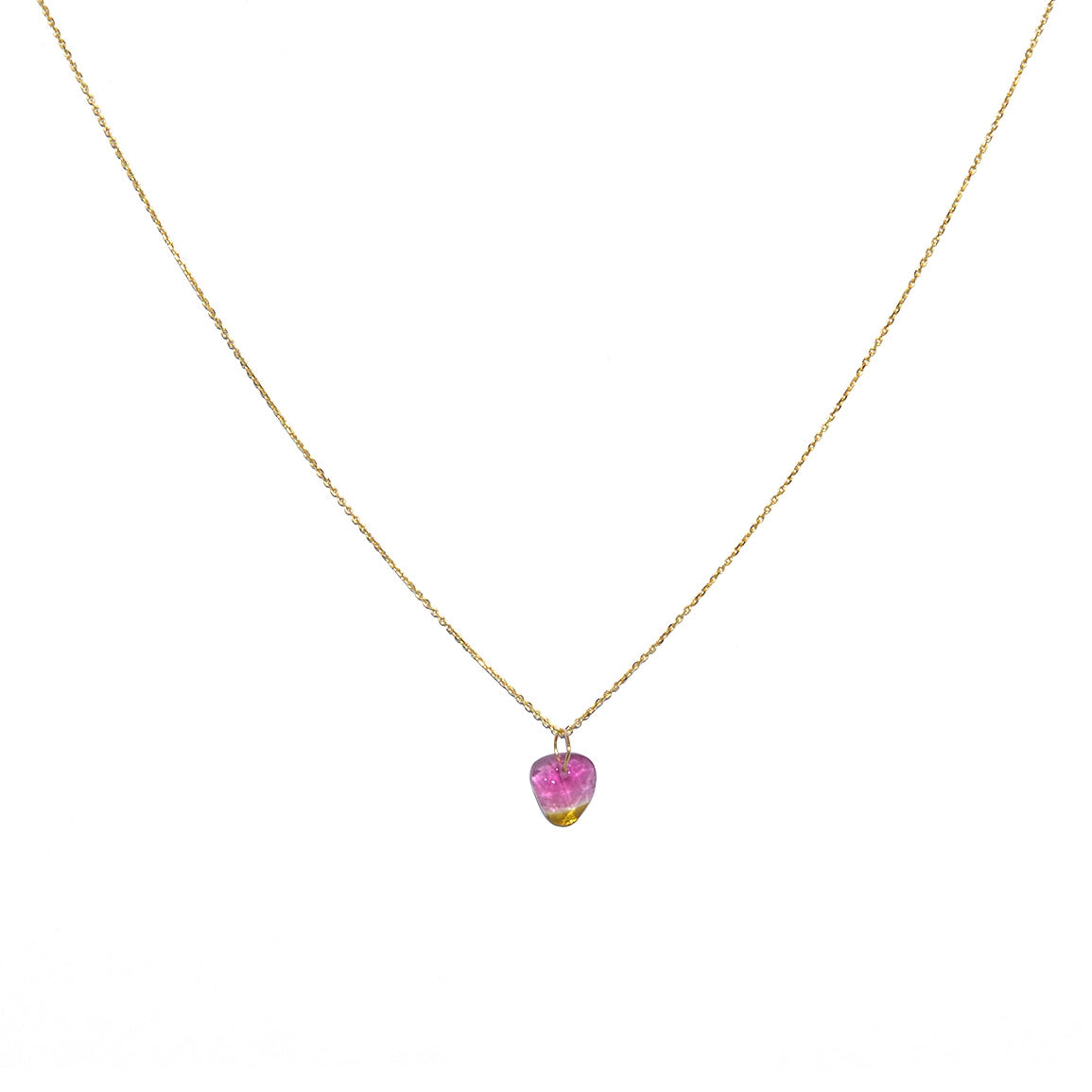 Collier or 18k et tourmaline rose