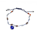 Bracelet cordon oeil et pierres - BLEU MARINE