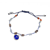 Bracelet cordon oeil et pierres - BLEU MARINE