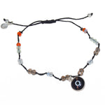 Bracelet cordon oeil et pierres - BRUN