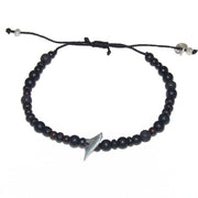 Bracelet cordon perles et dent de requin argent 925
