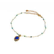 Bracelet de cheville cordon doré labradorite howlite