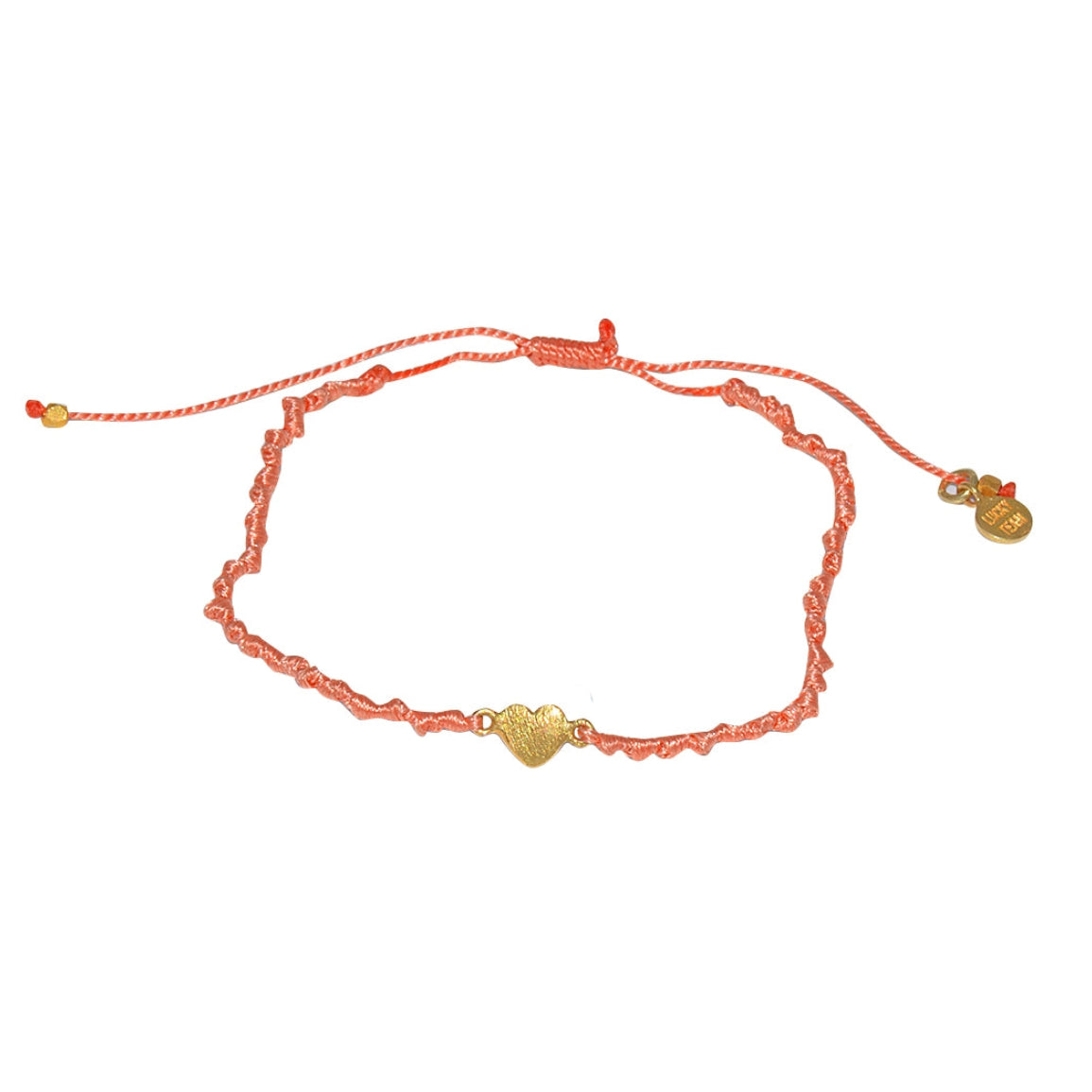 Bracelet cordon et petit coeur doré brossé - CORAIL