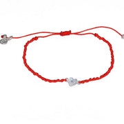 Bracelet cordon et petit coeur argent 925 brossé