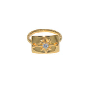 Bague plaque rose des vents dorée à l’or fin 8k - Bagues