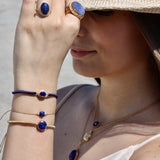 Bracelet tressé bleu jean et labradorite