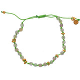 Bracelet cordon vert et perles
