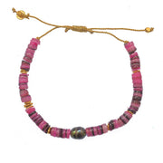 Bracelet cordon doré coquillage et perle