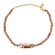 Bracelet de cheville agathe rose et coquillage