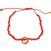 Bracelet cordon médaille martelée main de fatma dorée -