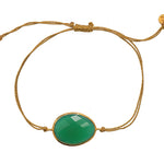 Bracelet cordon doré et pierre facettée - ONYX VERTE