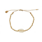 Bracelet cordon et cauri - BEIGE