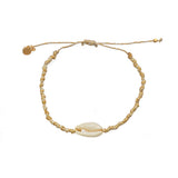 Bracelet cordon et cauri - BEIGE