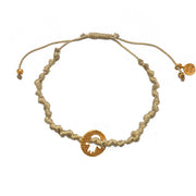 Bracelet cordon médaille martelée main de fatma dorée - KAKI
