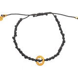 Bracelet cordon médaille martelée étoile de David dorée -