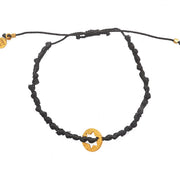Bracelet cordon médaille martelée étoile de David dorée -
