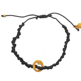 Bracelet cordon médaille martelée coeur - NOIR