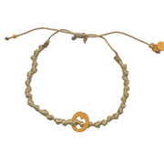 Bracelet cordon médaille martelée coeur - KAKI