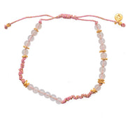 Bracelet cordon rose et pierres naturelles