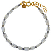 Bracelet duo pierres carrées et rondes - PIERRE DE LUNE -