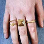 Bague carrée dorée à l’or fin 18k - Bagues
