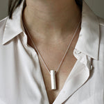 Sautoir argent 925 pendentif tube brossé