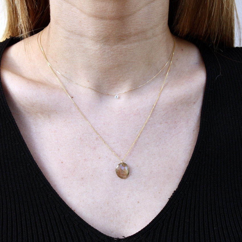 Collier or 18k et tourmaline
