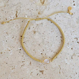 Bracelet tressé doré et pierre - QUARTZ ROSE