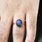 Bague dorée martelée et pierre facettée - 50 / LABRADORITE