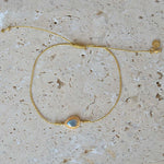 Bracelet tressé et goutte pierre - DORÉ & LABRADORITE