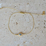 Bracelet tressé et goutte pierre - DORÉ & LABRADORITE