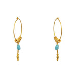 Créoles dorées pierre et chaine - TURQUOISE