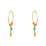 Créoles dorées pierre et chaine - TURQUOISE