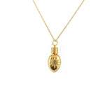 Collier doré pendentif flasque porte bonheur - PREHNITE