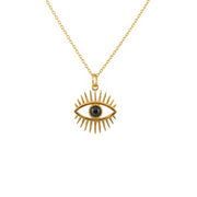 Collier doré oeil cils et pierre - ONYX NOIRE