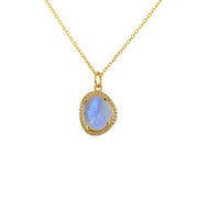 Collier doré pierre irrégulière et zircons - PIERRE DE LUNE