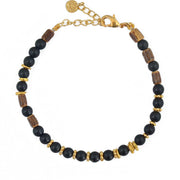 Bracelet agate mate et perles dorées