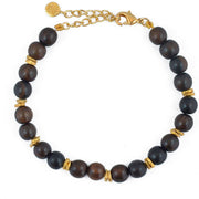 Bracelet doré et perles de bois rondes - BOIS